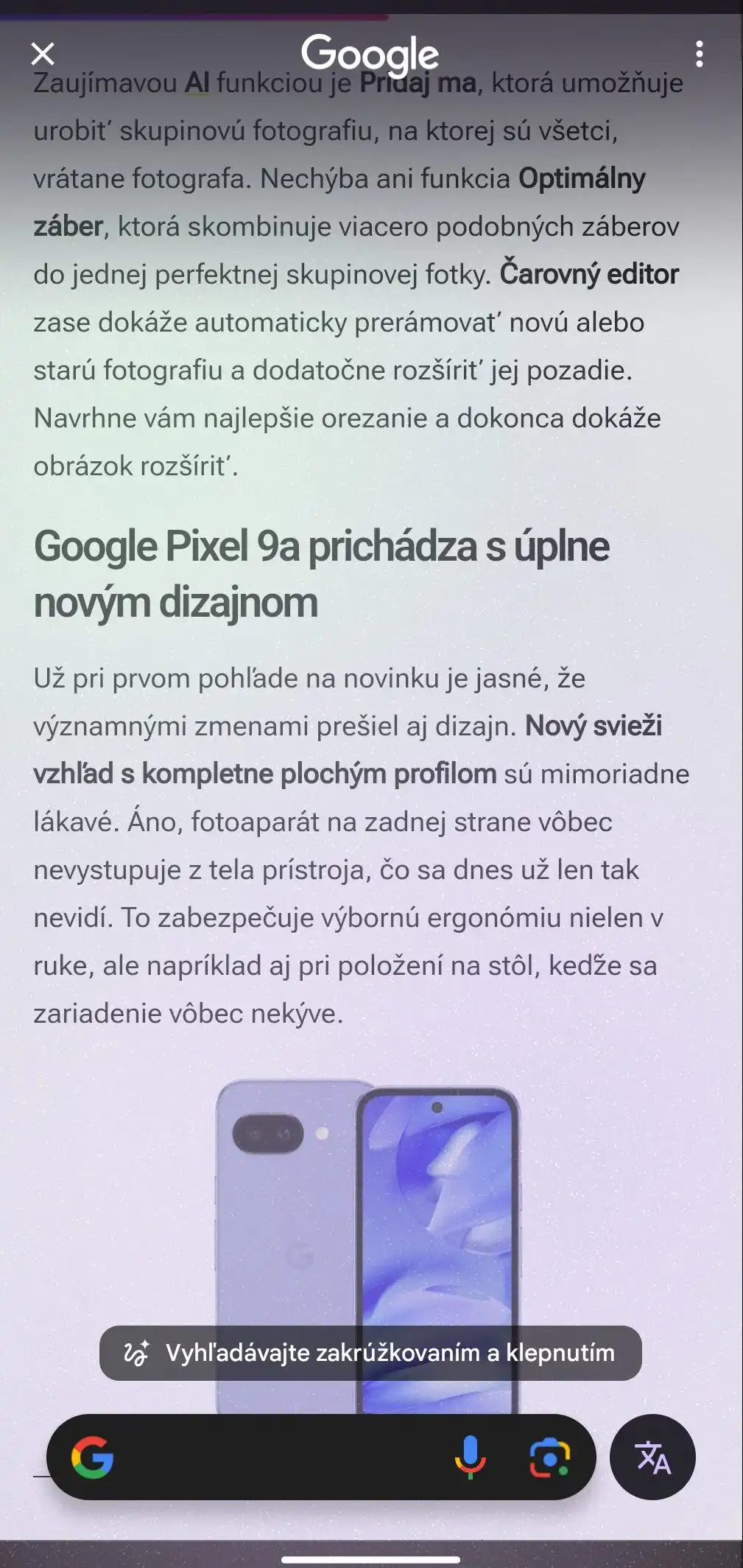 vyhľadávanie zakrúžkovaním