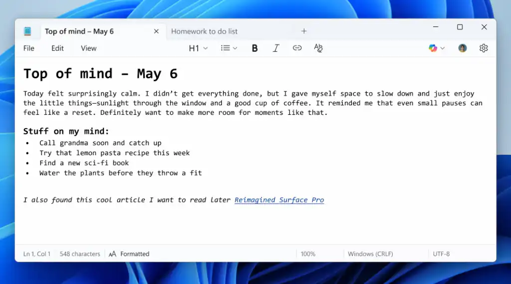 Microsoft notepad