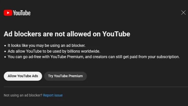 Upozornenie YouTube