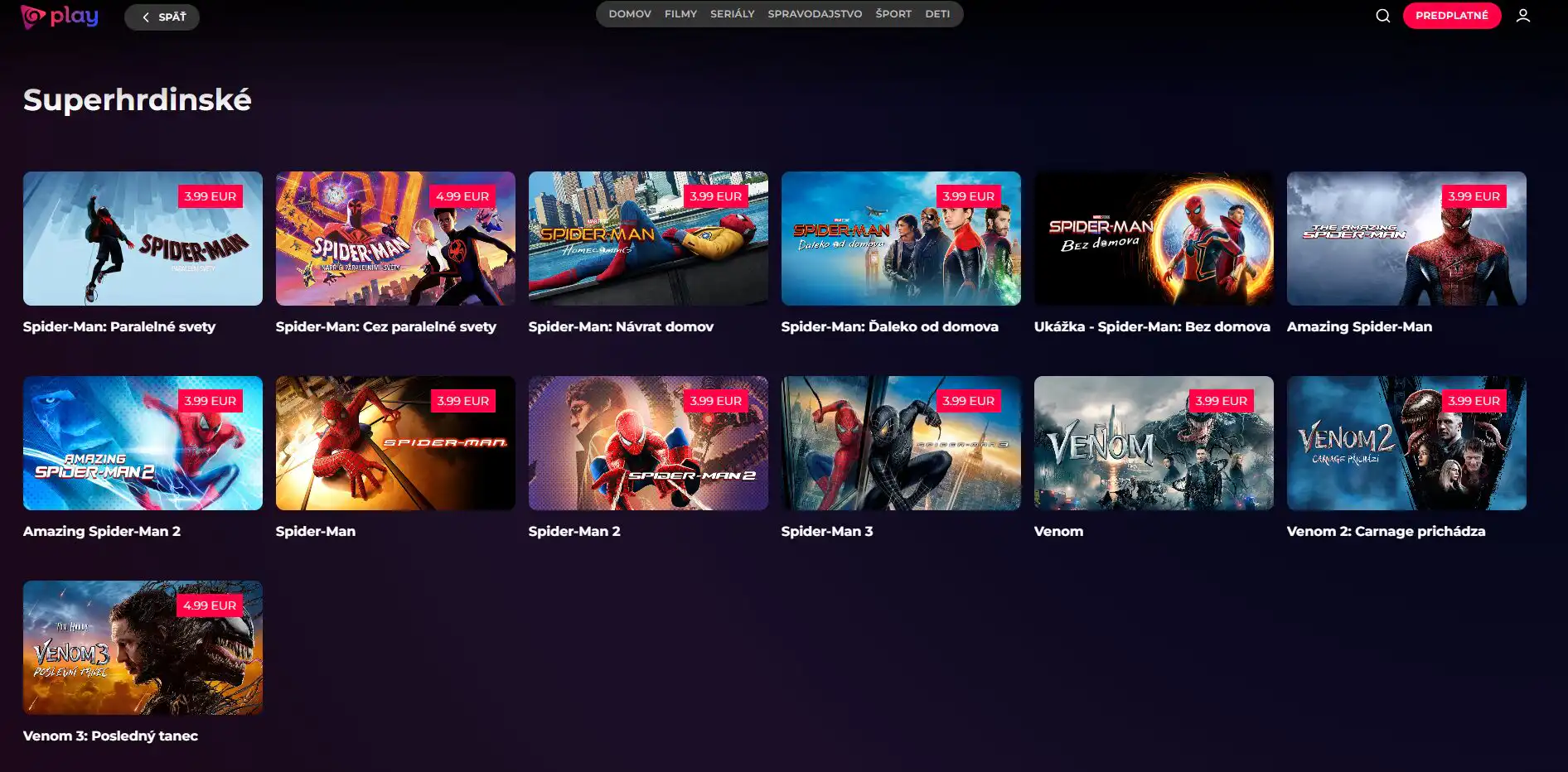 Joj Play Spider-man filmy