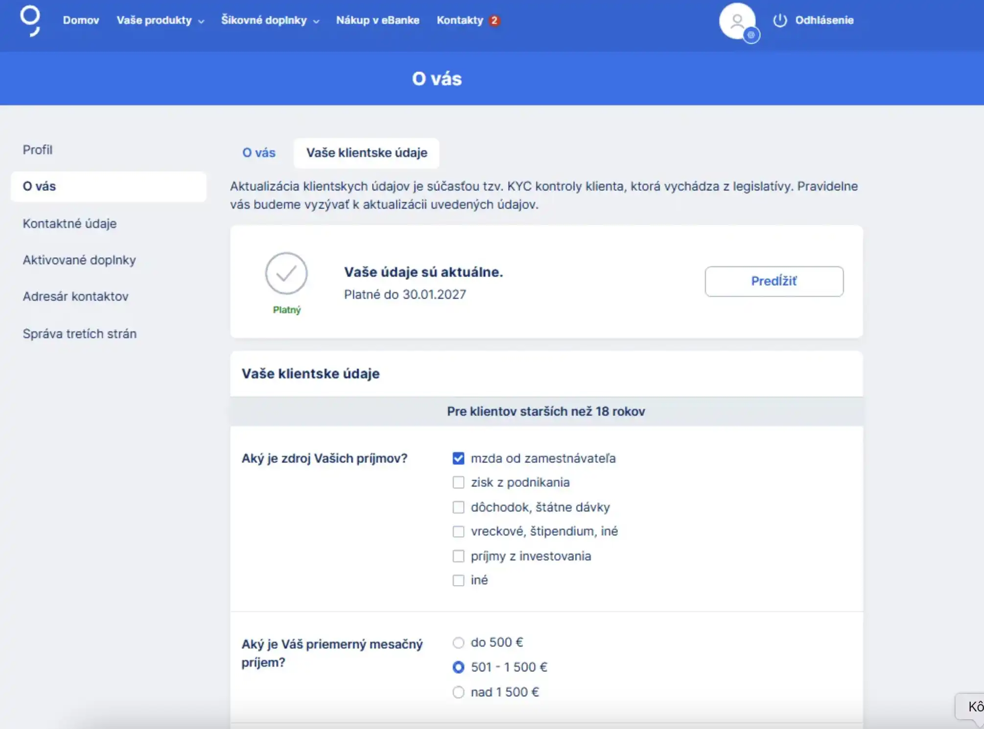 Slovenska sporitelna aktualizacia udajov