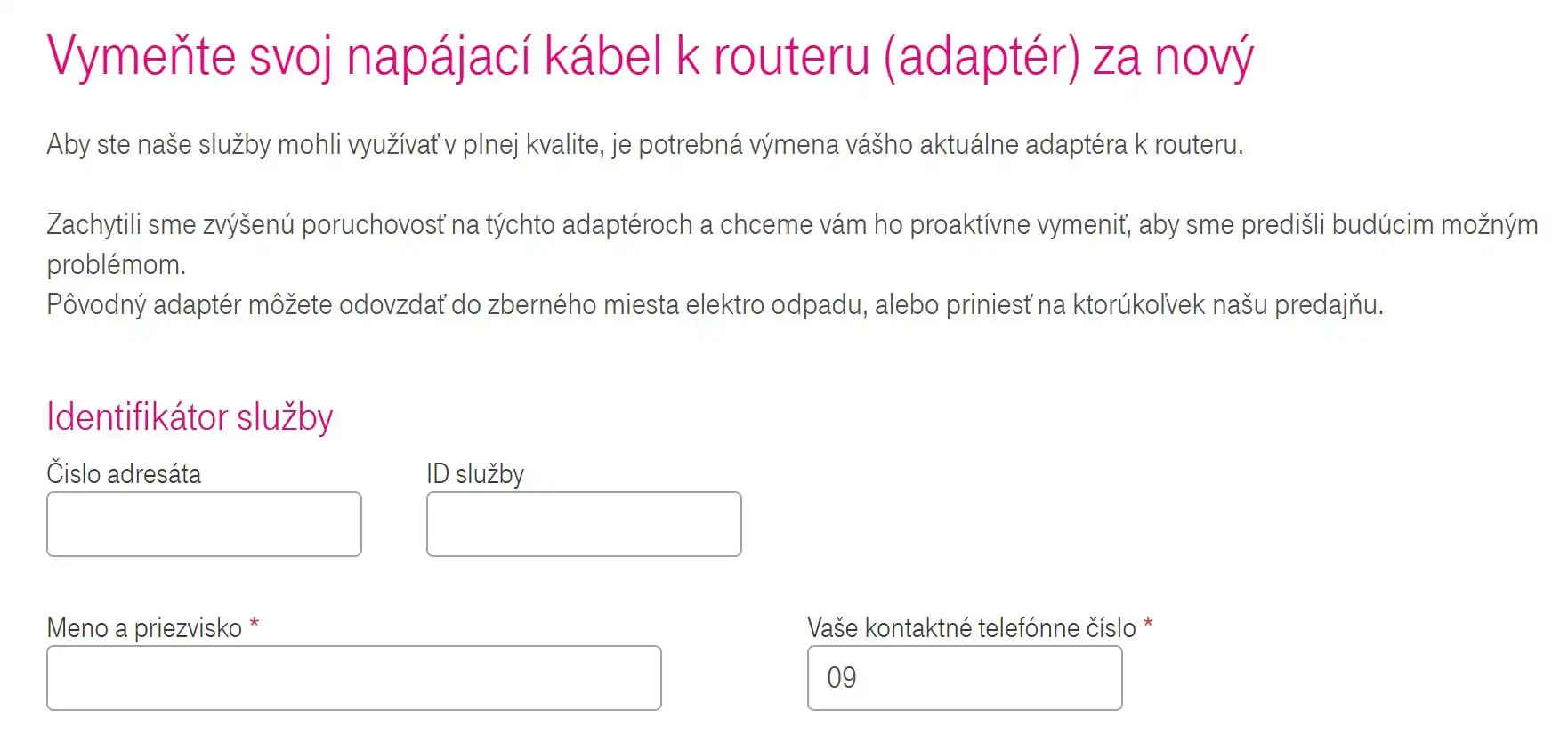 telekom adapter formular