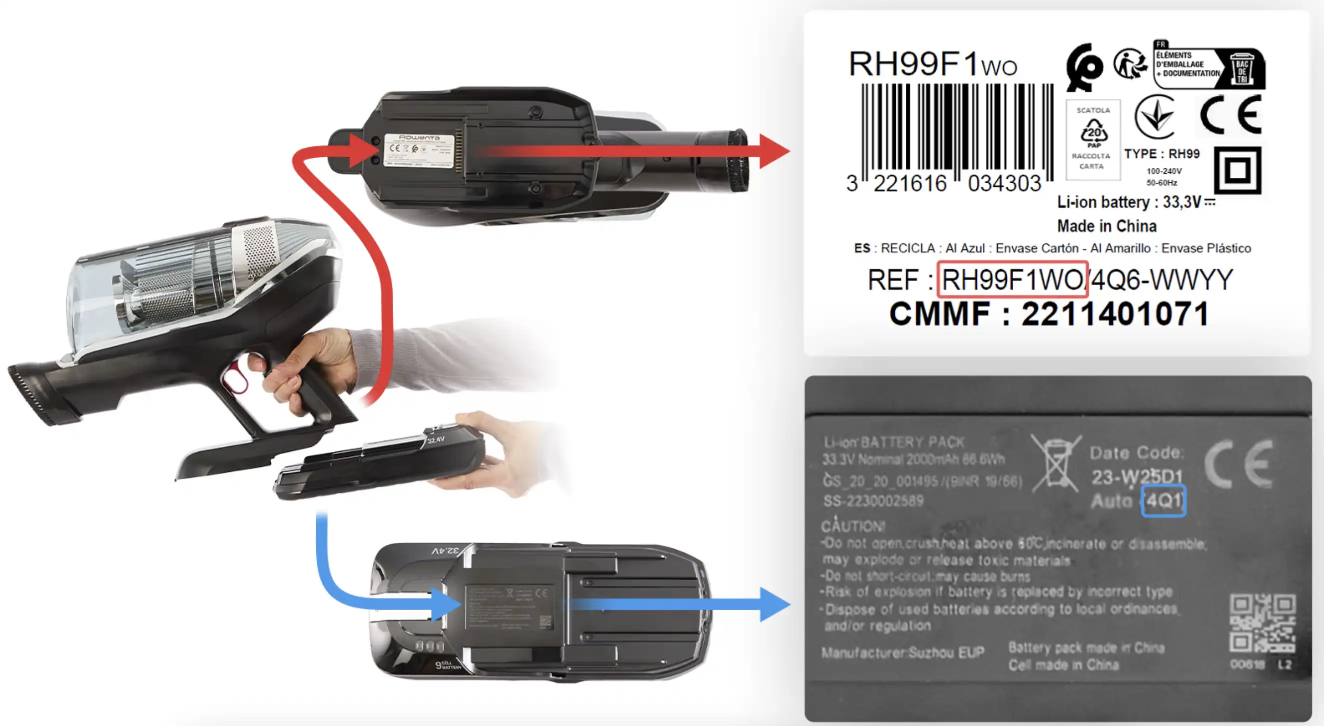 rowenta chybne baterie vysavace