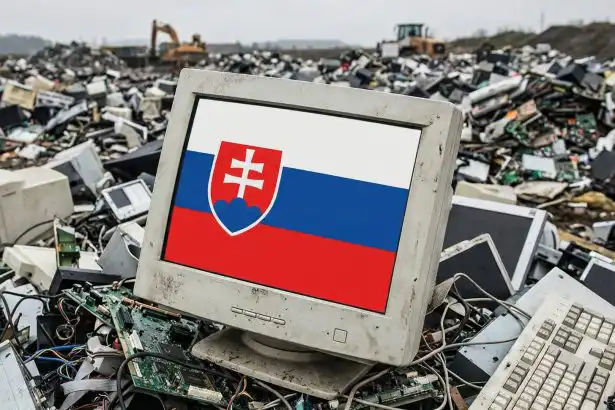 Displej počítača na smetisko so slovenskou vlajkou