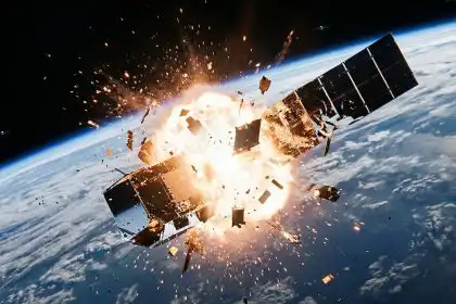 Vizualizácia výbuchu satelitu na obežnej dráhe